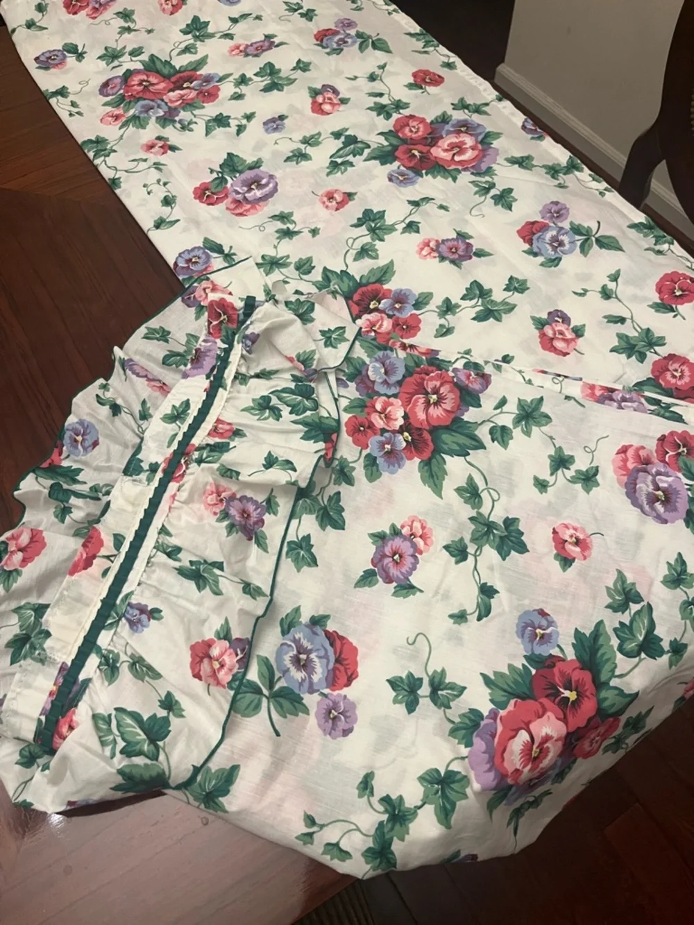 Floral Vintage Shower curtain Panel - Red, Purple & Green Flowers